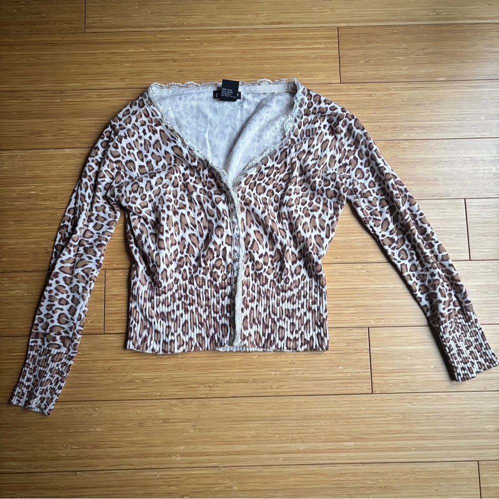 Vintage y2k animal print lace mid length cardigan